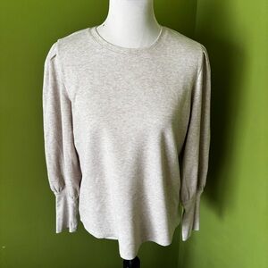 Caslon Long Puff Sleeve Waffle Weave Top